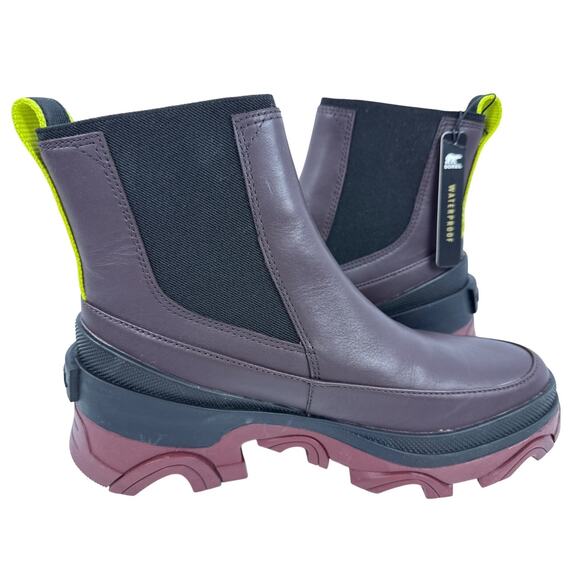 Sorel Chelsea Boot Brex Womens 8 Waterproof Leather Cinder Black Pull On Lug - Picture 3 of 9